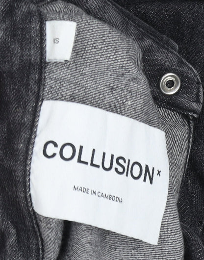 Womens UK Size XS COLLUSION Black Denim Jacket