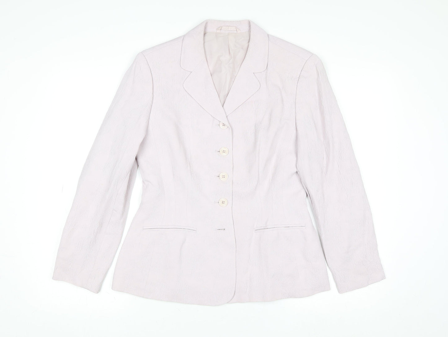 Next Womens Beige Textured Suit Jacket UK 12 Single-Breasted Blazer