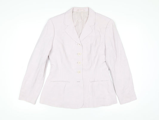 Next Womens Beige Textured Suit Jacket UK 12 Single-Breasted Blazer