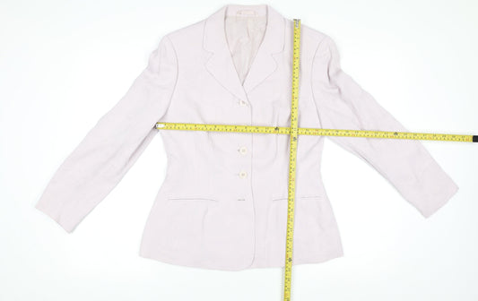 Next Womens Beige Textured Suit Jacket UK 12 Single-Breasted Blazer