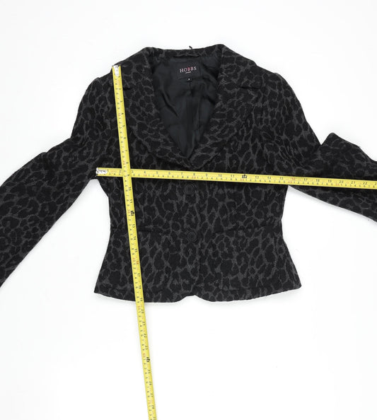 Hobbs London Women's Black Animal Print Wool Blazer Size 8