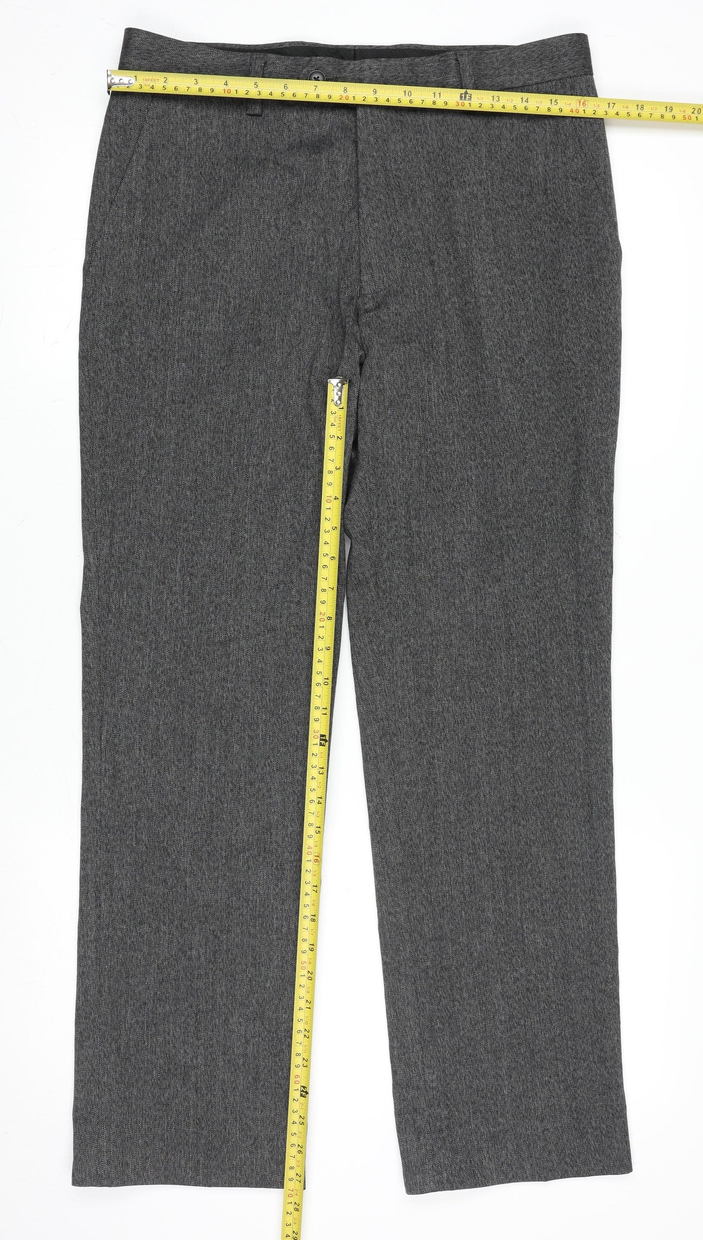 Next Men Grey 32S Slim Fit Dress Pants Trousers