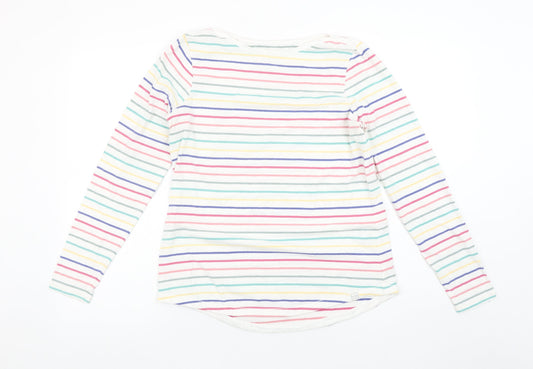 Fat Face Womens Multicoloured Striped Long Sleeve Cotton T-Shirt Size 10