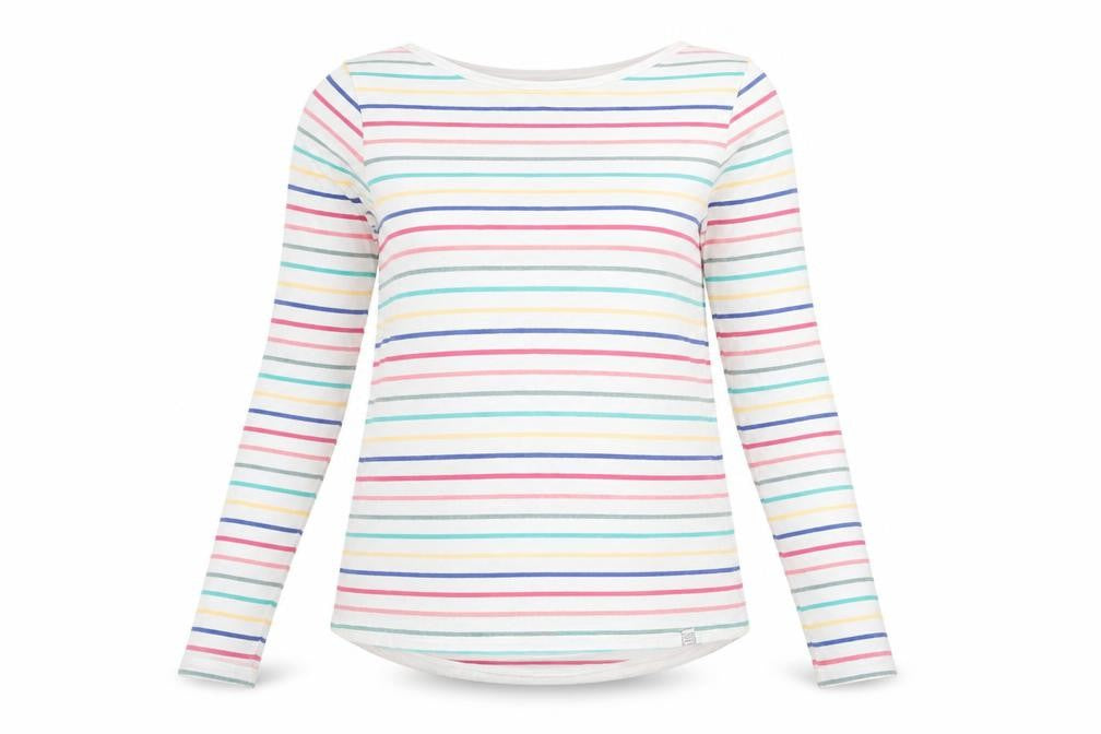 FatFace Womens Multicoloured Striped Long Sleeve Cotton T-Shirt Size 10