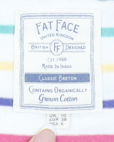 Womens UK Size 10 Fat Face Multicoloured Basic T-Shirt