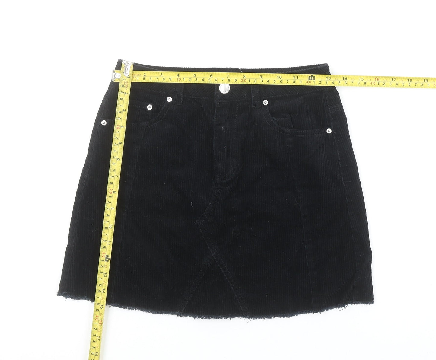 Miss Selfridge Women’s Black Corduroy A-Line Mini Skirt Size 8