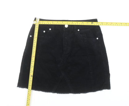 Miss Selfridge Women’s Black Corduroy A-Line Mini Skirt Size 8