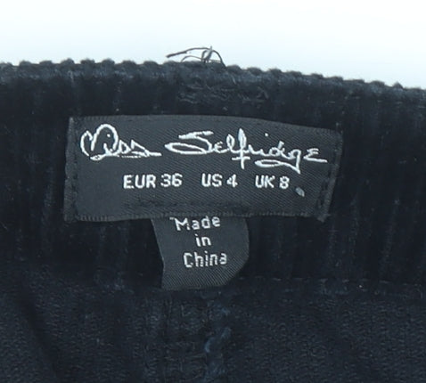 Miss Selfridge Women’s Black Corduroy A-Line Mini Skirt Size 8