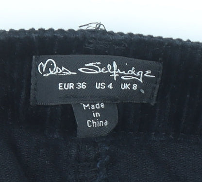 Miss Selfridge Women’s Black Corduroy A-Line Mini Skirt Size 8