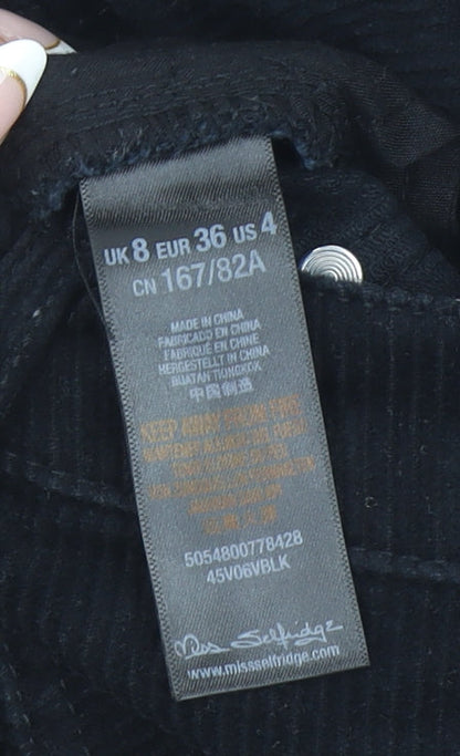 Miss Selfridge Women’s Black Corduroy A-Line Mini Skirt Size 8