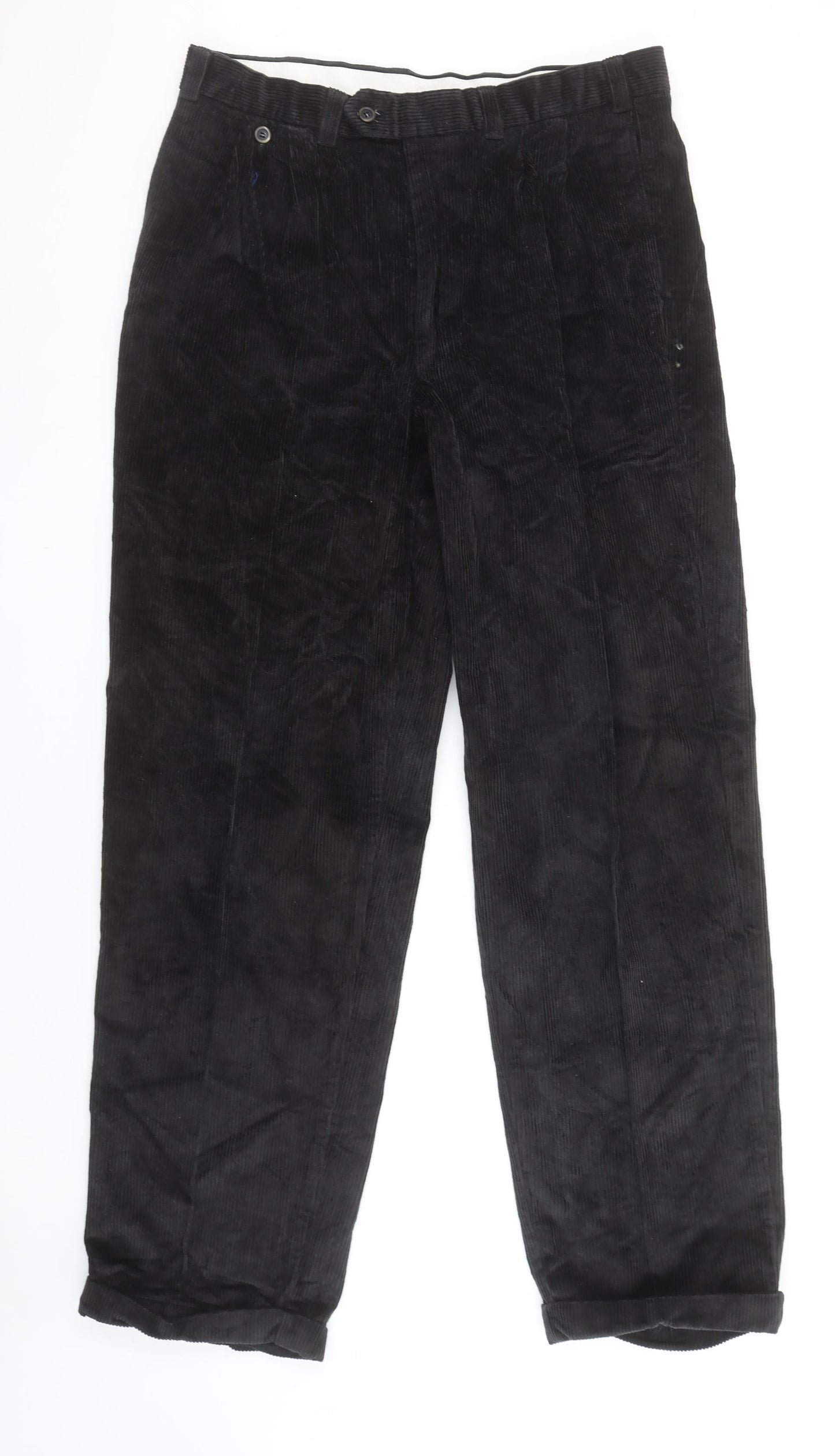 Marks and Spencer Men’s Black Corduroy Trousers 36W 33L Cotton Classic
