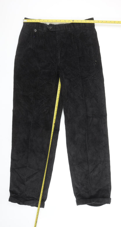 Marks and Spencer Men’s Black Corduroy Trousers 36W 33L Cotton Classic