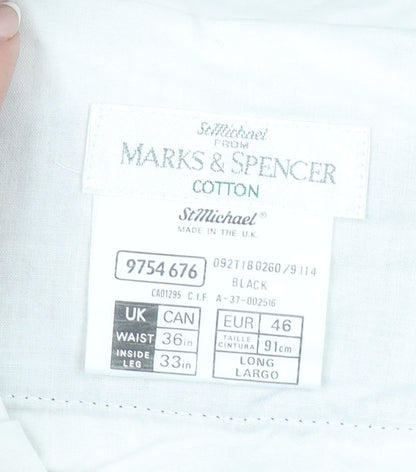 Marks and Spencer Men’s Black Corduroy Trousers 36W 33L Cotton Classic