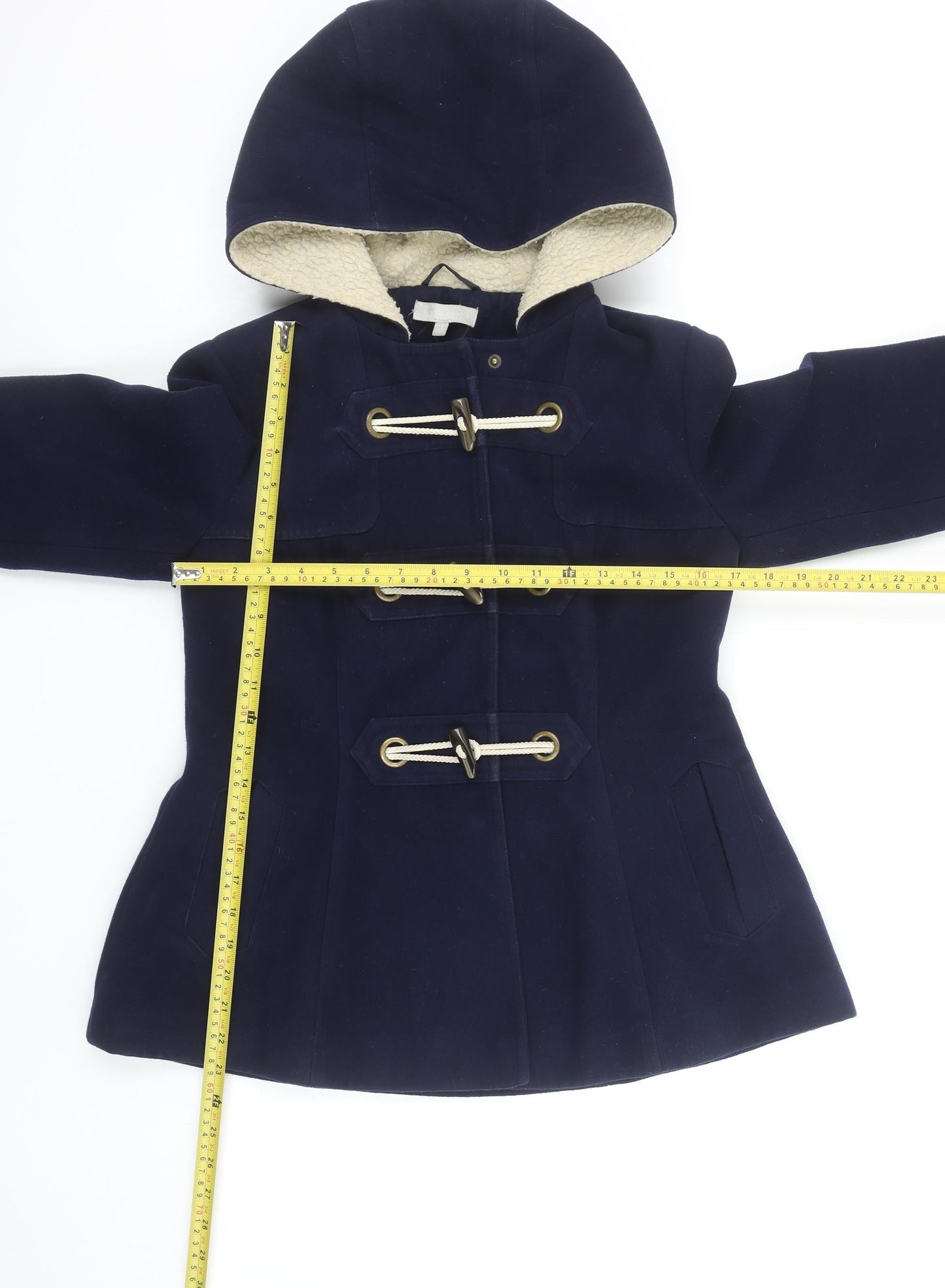 Red Herring Women's Blue Hooded Toggle Duffle Coat Size 10