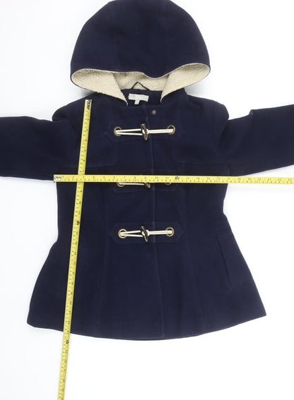 Red Herring Women's Blue Hooded Toggle Duffle Coat Size 10