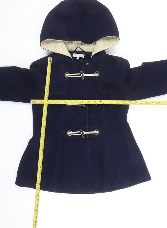 Red Herring Women's Blue Hooded Toggle Duffle Coat Size 10