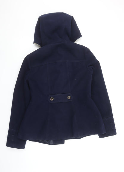 Red Herring Women's Blue Hooded Toggle Duffle Coat Size 10