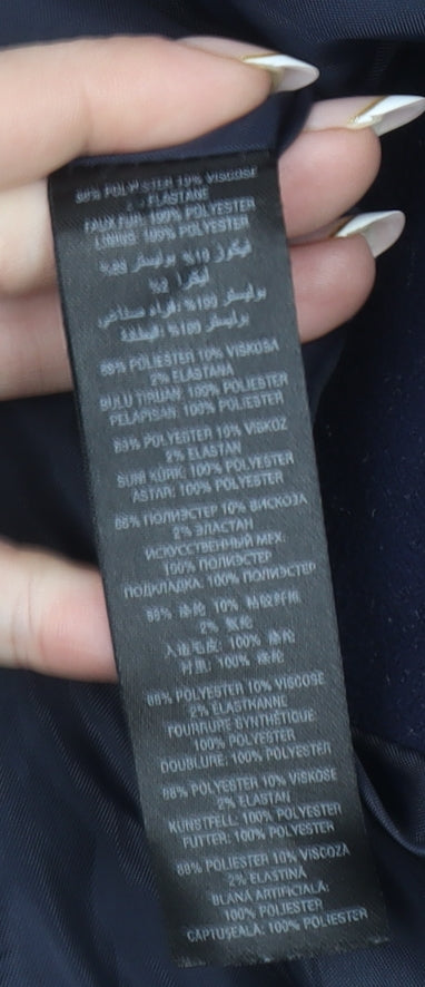 Red Herring Women's Blue Hooded Toggle Duffle Coat Size 10