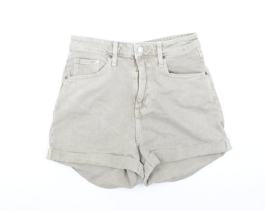 H&M Women Beige Mom Shorts Size 10 High Waist Denim