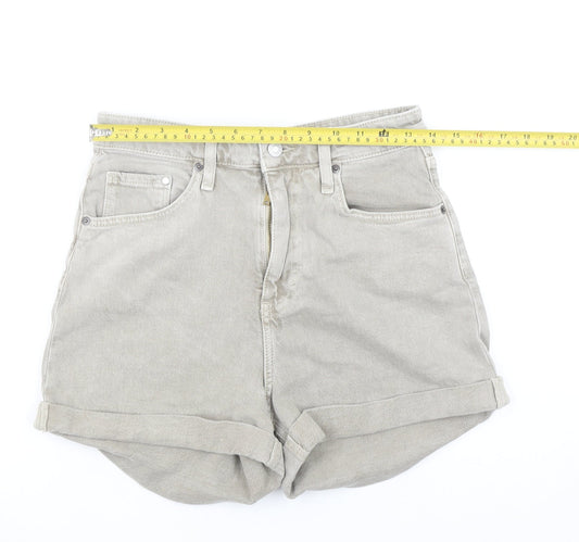 H&M Women Beige Mom Shorts Size 10 High Waist Denim