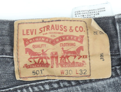 Levi's 501 Men's Grey Straight Leg Jeans W30 L32 Denim