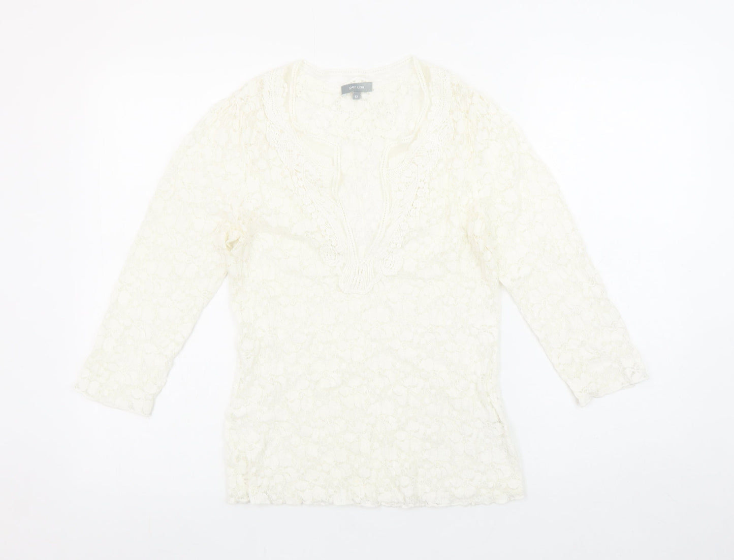 Womens UK Size 12 Marks and Spencer Ivory Tunic Blouse