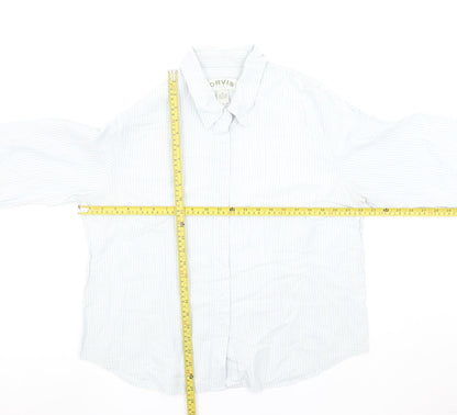 Orvis Women Blue Striped Button-Up Cotton Shirt Size 16