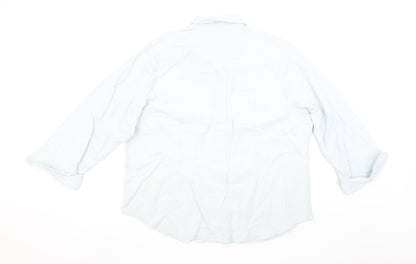 Orvis Women Blue Striped Button-Up Cotton Shirt Size 16