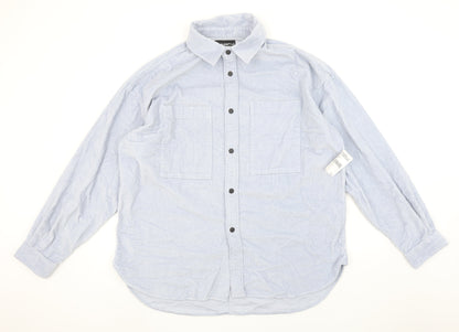 Human Nation Men's Blue Regular Fit Long Sleeve Button-Up Corduroy Shirt M