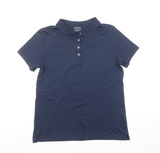 Lands' End Women's Blue Pima Cotton Short Sleeve Polo Shirt Size S