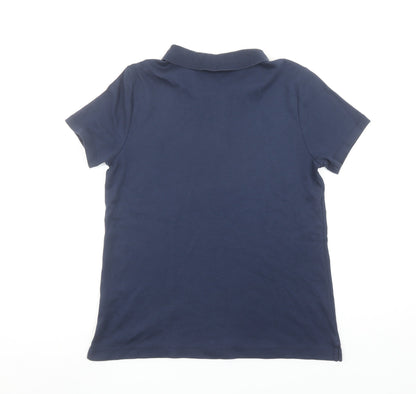 Lands' End Women's Blue Pima Cotton Short Sleeve Polo Shirt Size S