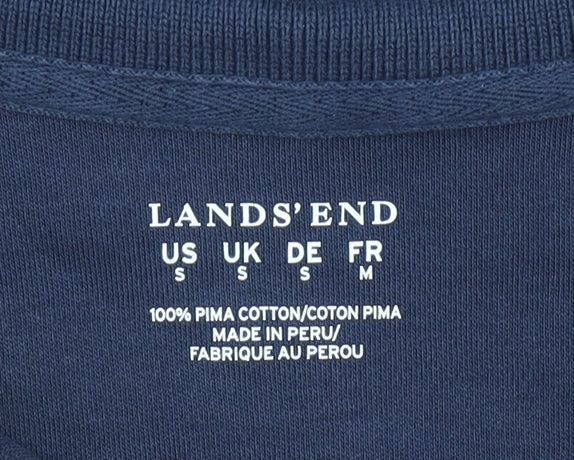 Lands' End Women's Blue Pima Cotton Short Sleeve Polo Shirt Size S