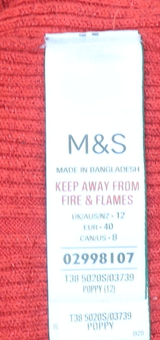 Womens UK Size 12 Marks and Spencer Red Pullover Jumper