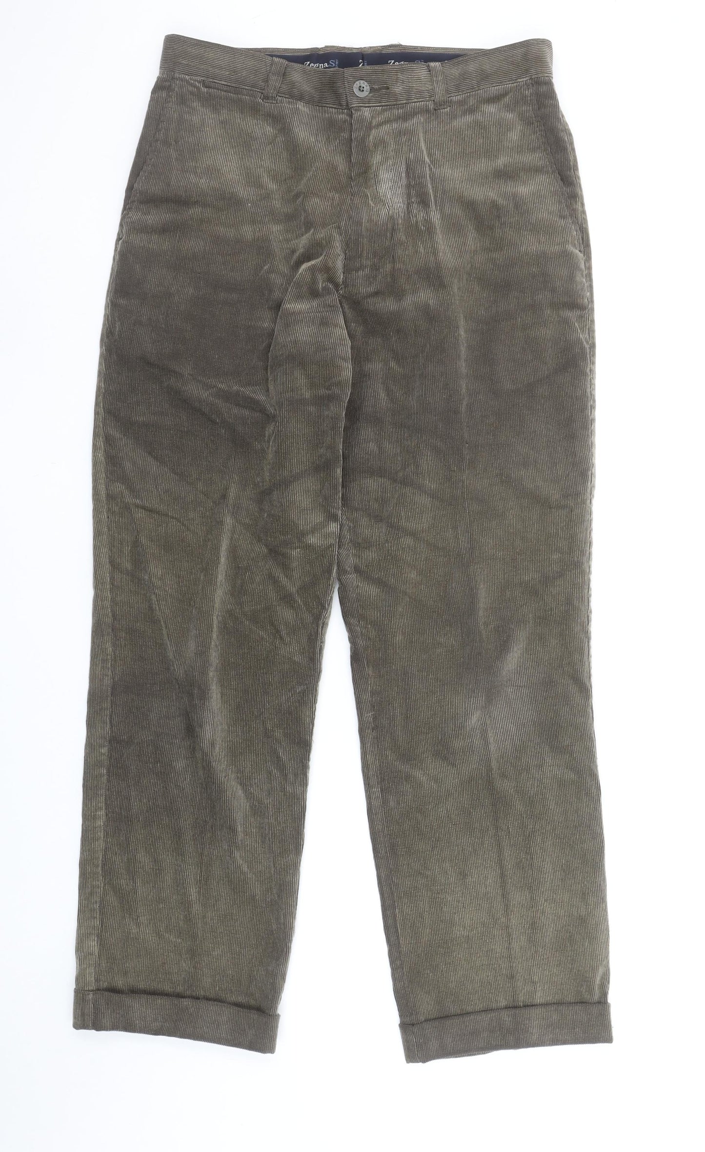 Zegna Men’s Brown Corduroy Trousers Size S 32W 30L Straight Fit