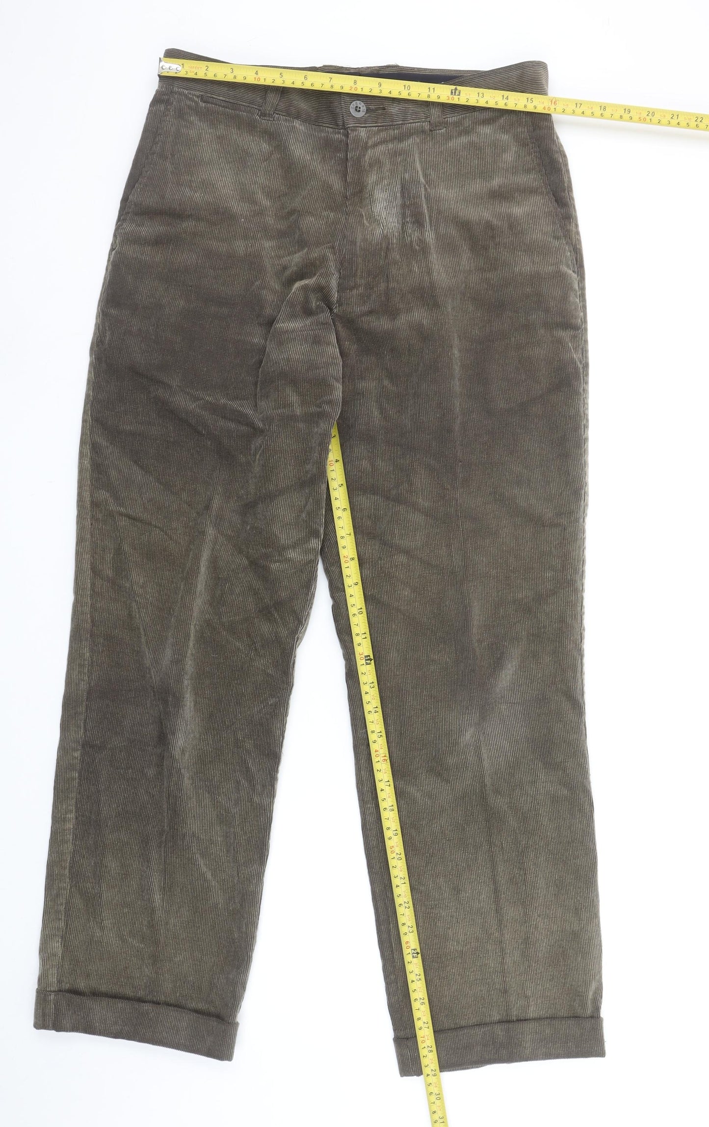 Zegna Men’s Brown Corduroy Trousers Size S 32W 30L Straight Fit