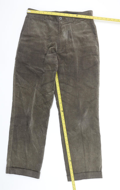 Zegna Men’s Brown Corduroy Trousers Size S 32W 30L Straight Fit