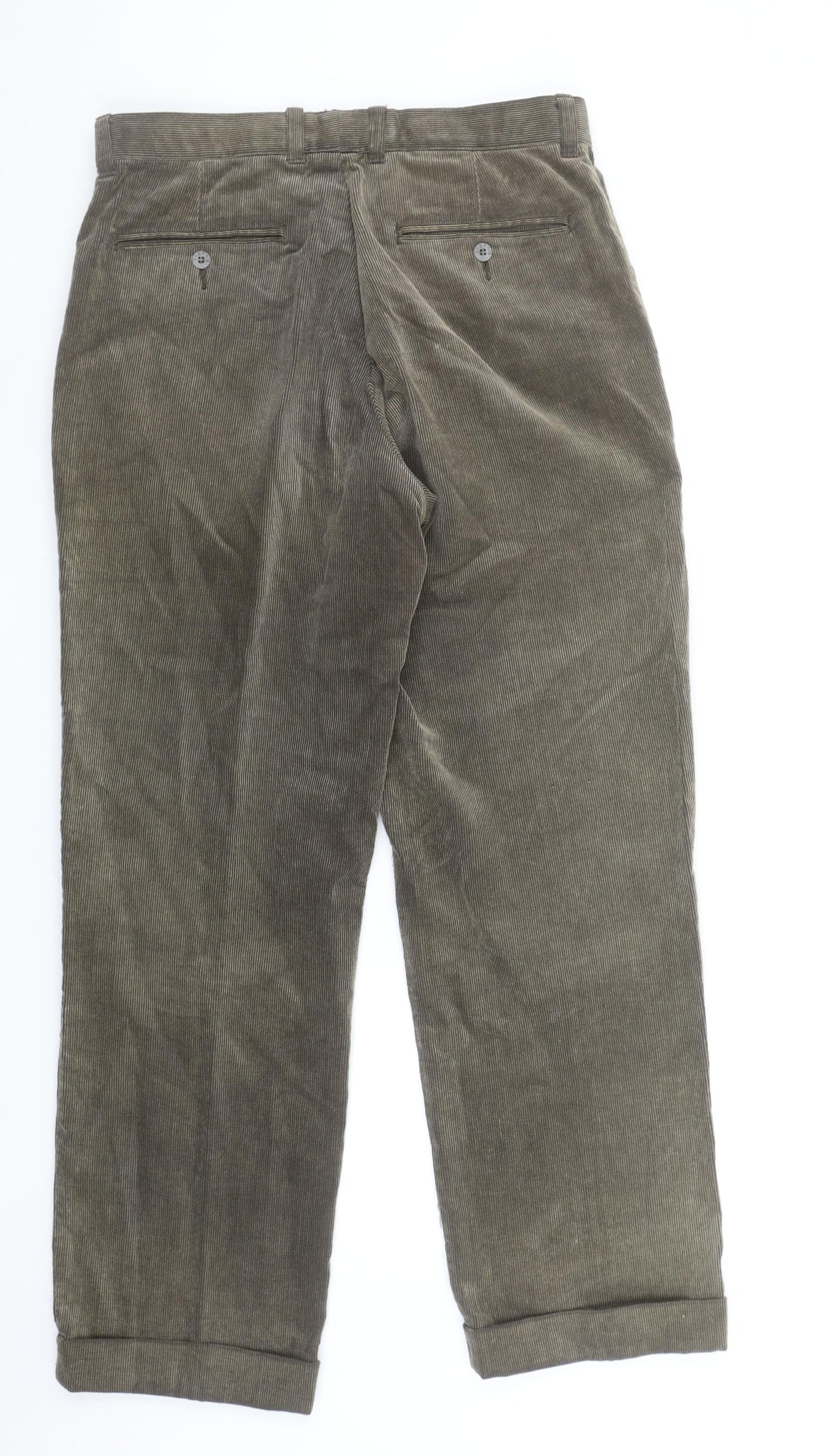 Zegna Men’s Brown Corduroy Trousers Size S 32W 30L Straight Fit