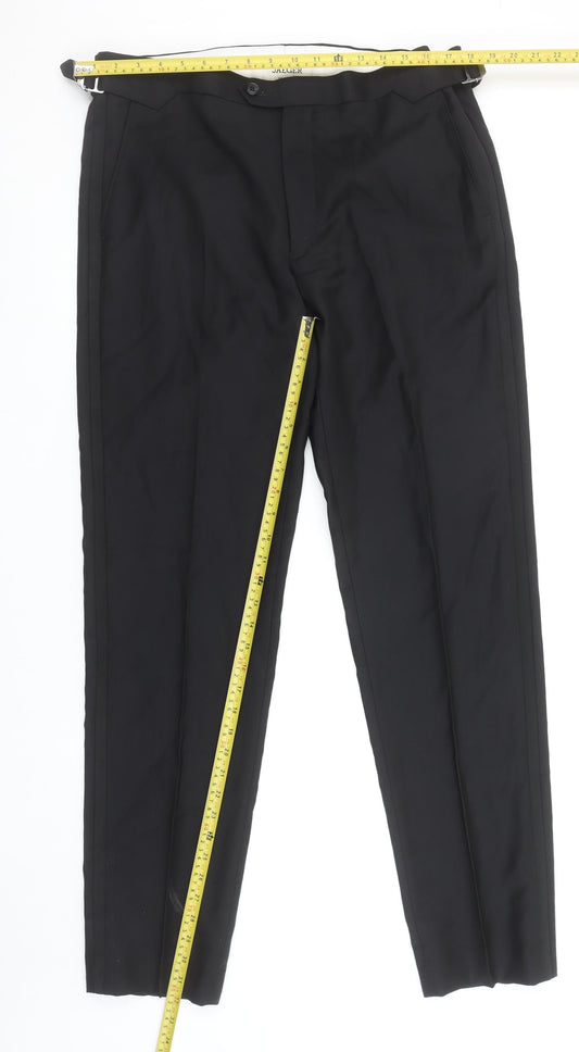 Jaeger Mens Black Wool Dress Pants 36in Tailored Fit Formal Trousers