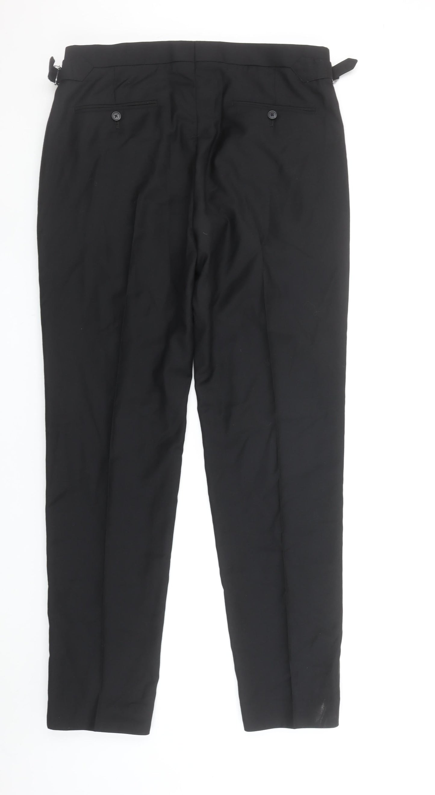 Jaeger Mens Black Wool Dress Pants 36in Tailored Fit Formal Trousers