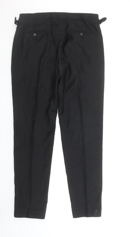 Jaeger Mens Black Wool Dress Pants 36in Tailored Fit Formal Trousers