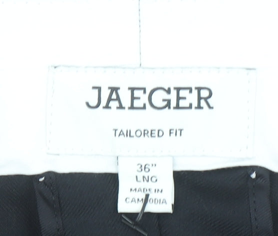 Jaeger Mens Black Wool Dress Pants 36in Tailored Fit Formal Trousers
