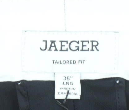 Jaeger Mens Black Wool Dress Pants 36in Tailored Fit Formal Trousers