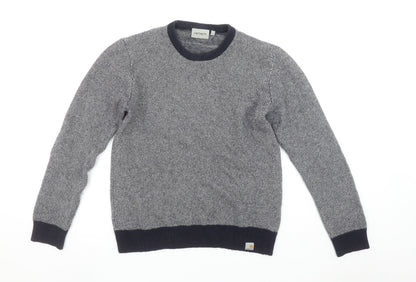Carhartt Men's Grey Lambswool Crew Neck Pullover Jumper Size S
