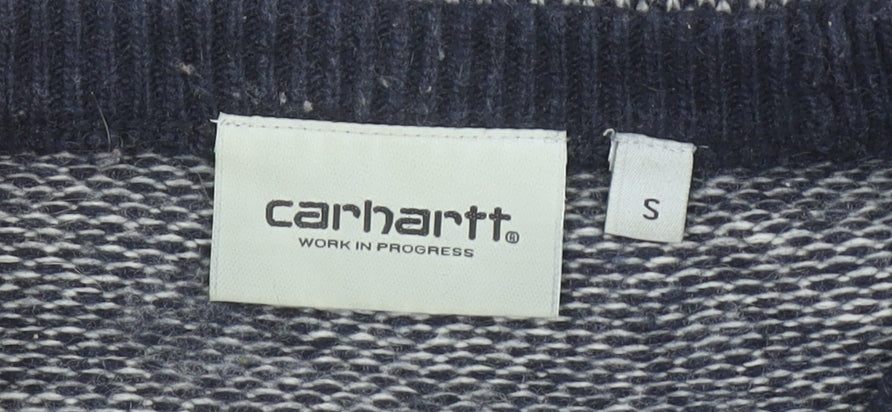 Carhartt Men's Grey Lambswool Crew Neck Pullover Jumper Size S