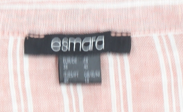 Esmara Women's Pink Striped Linen Blend V-Neck Tunic Blouse Size 10