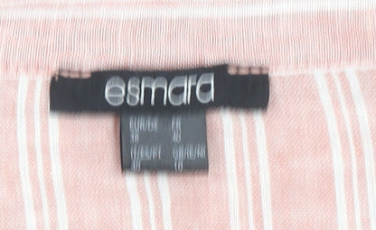 Esmara Women's Pink Striped Linen Blend V-Neck Tunic Blouse Size 10