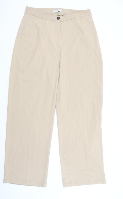 Bershka Women’s Beige Chino Trousers Size 16 Straight Leg