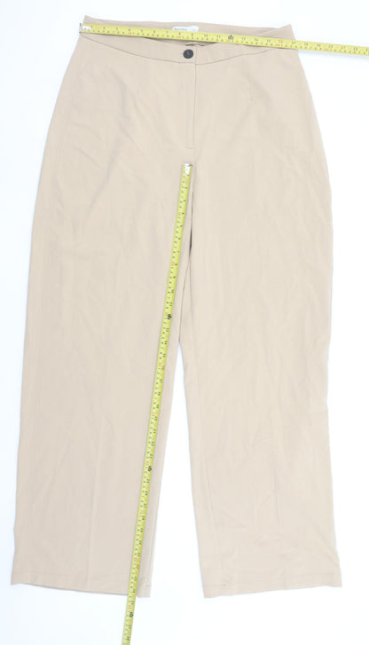 Bershka Women’s Beige Chino Trousers Size 16 Straight Leg