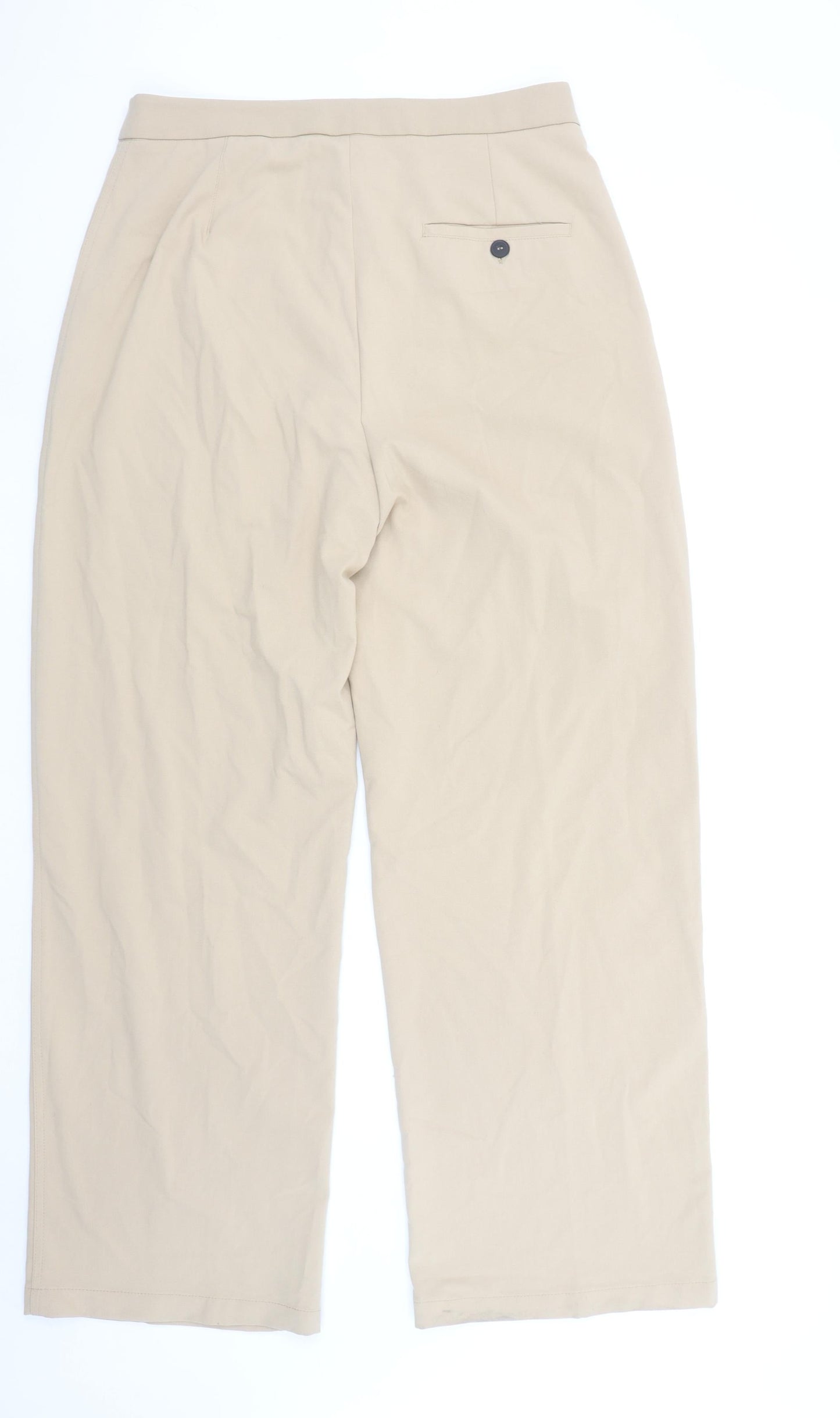 Bershka Women’s Beige Chino Trousers Size 16 Straight Leg