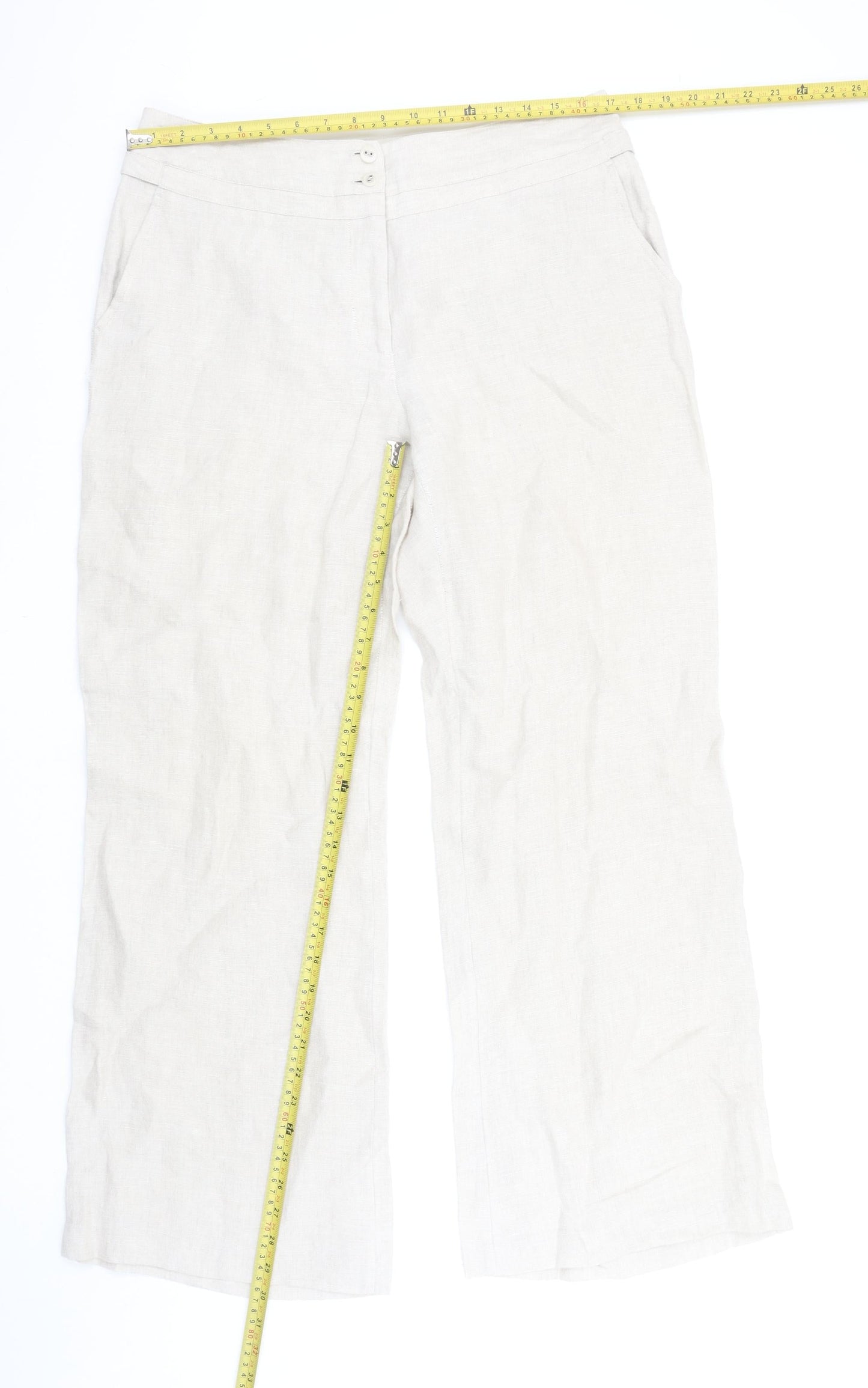 Womens UK Size 16 Alex & Co. Relaxed Fit Casual Travel Workwear Beige Trousers